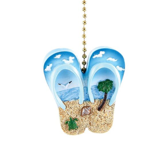 Ceiling Fan Pull Beach Scene Flip Flops Ceiling Fan Light Dimensional Pull Resin - Picture 1 of 4